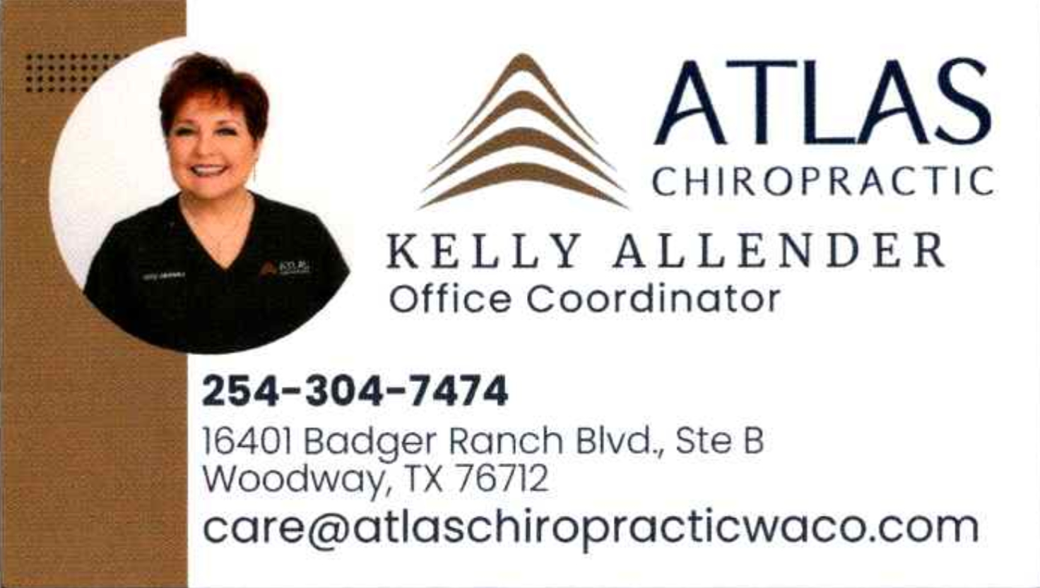 Kelly Allender Orrice Coordinator Atlas Chiropractic Waco