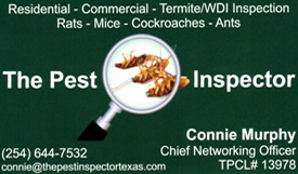 women of waco member business card - pest inspector