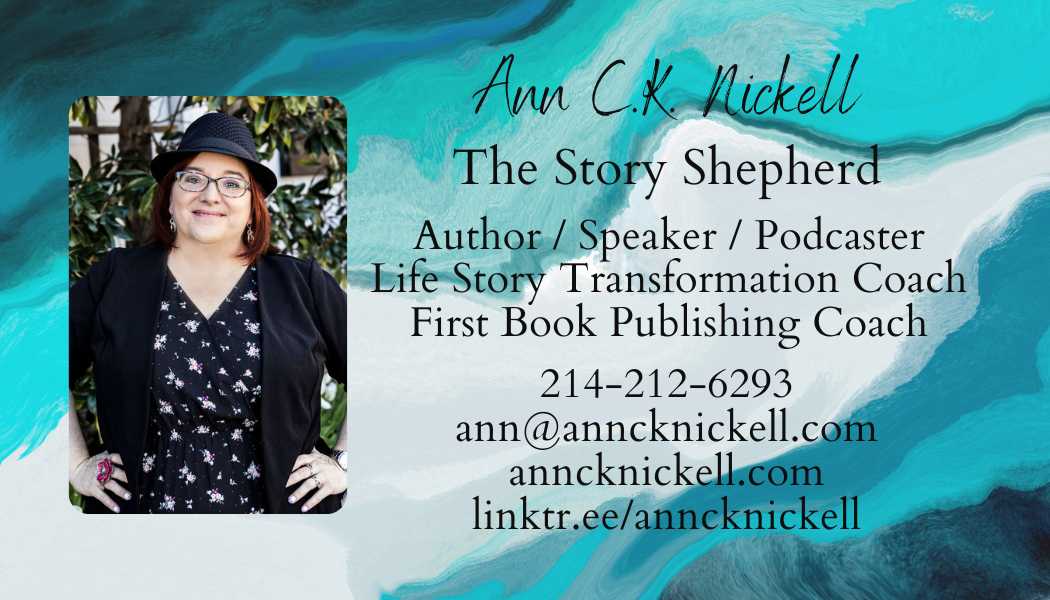 Ann C.K. Nickell Professional Writer Author Life Coach Waco