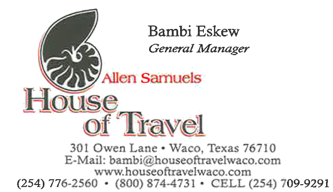 Bambi Eskew - Travel Agency - Allen Samuels House of Travel Waco, Texas