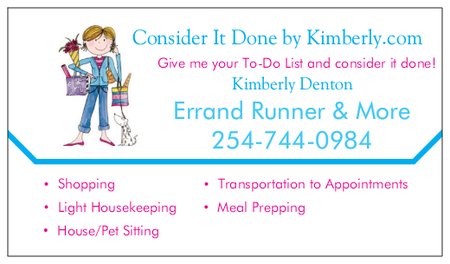 Kimberly Denton Consider It Done by Kimberly - Waco, Texas Errand Runner & More