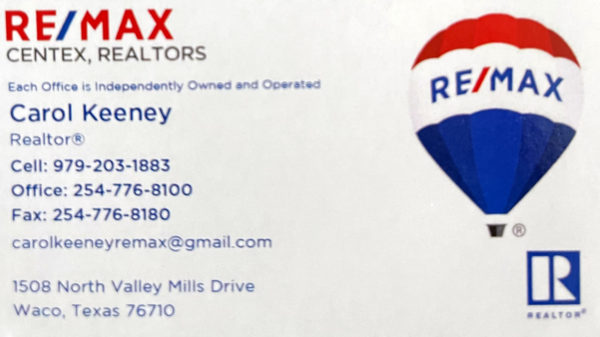 Carol Keeney ReMax CenTex Realtors Waco Texas