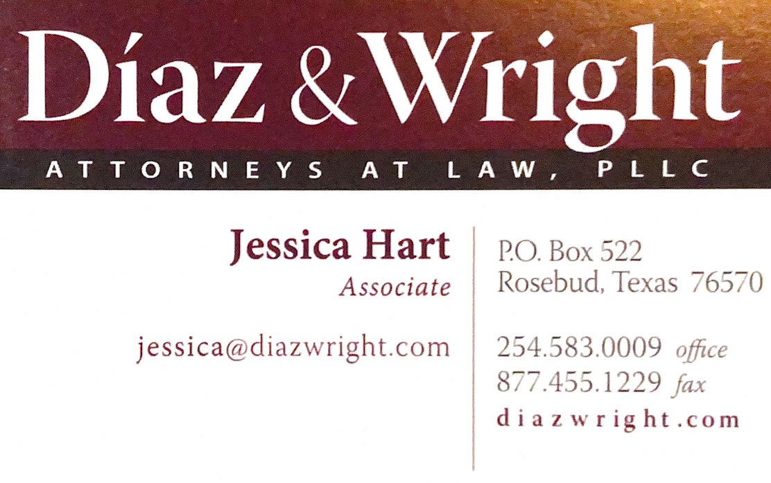Jessica Hart Attorney Diaz & Wright Rosebud, Texas