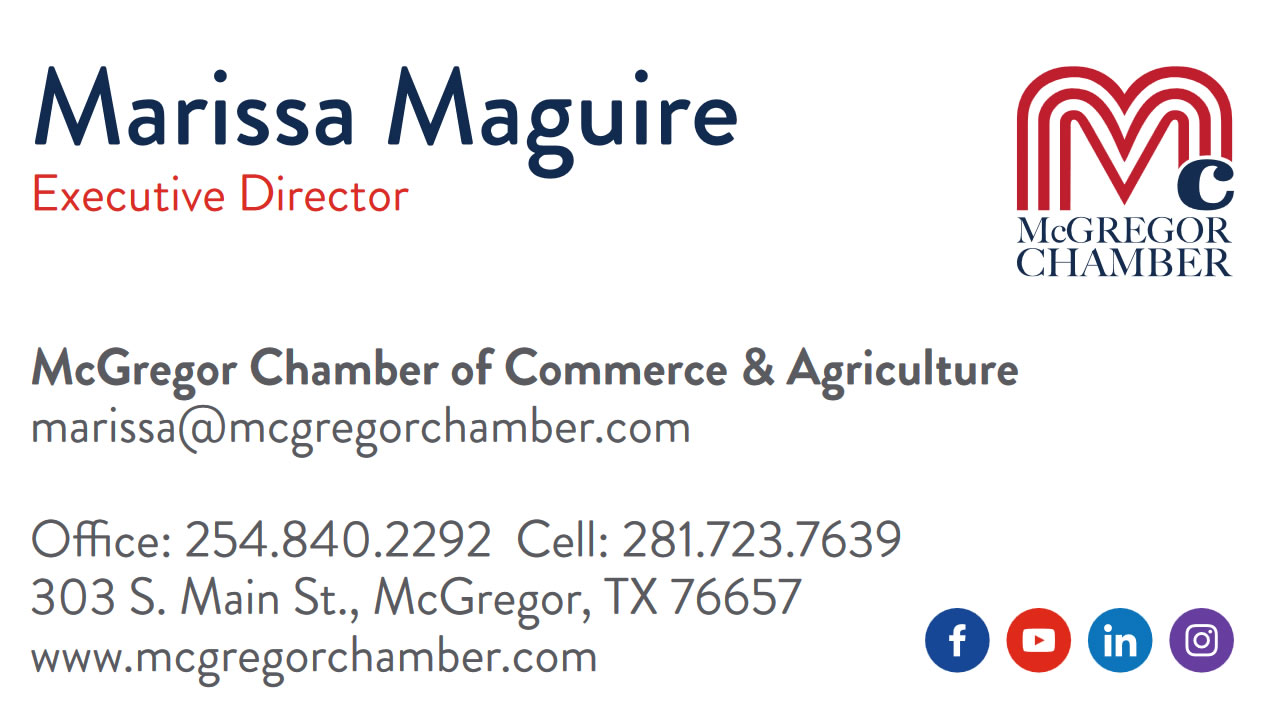 Marissa Maguire Executive Director McGregor Chamber of Commerce