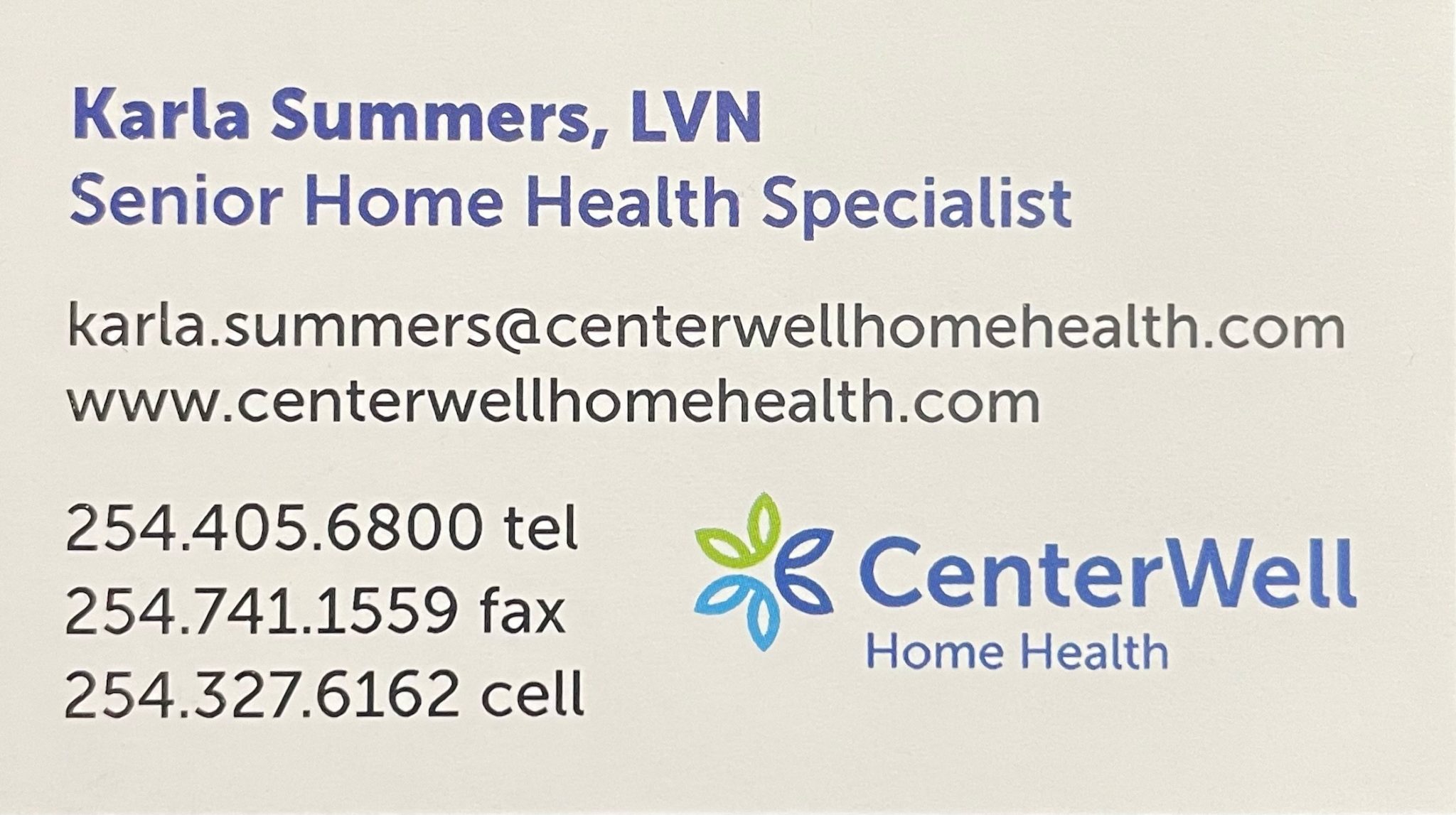 CenterWell Home Health Waco - Karla Summers, LVN