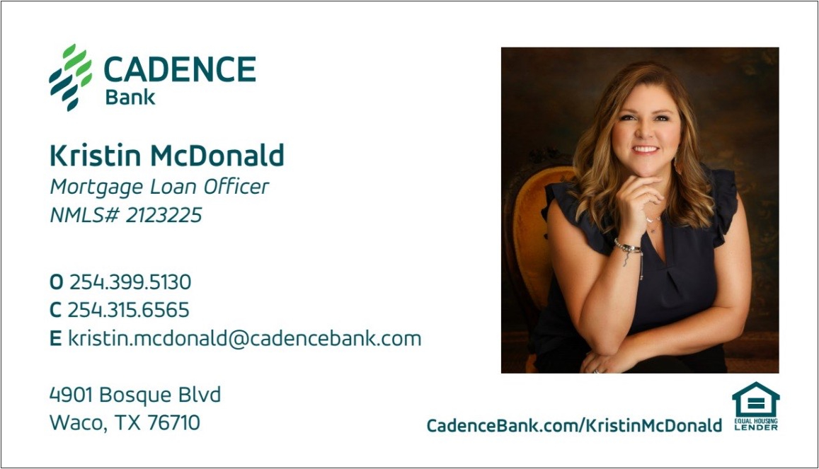 Kristin McDonald Cadence Bank Mortgage Loan Officer Waco, TX