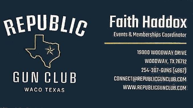 Faith Haddox Republic Gun Club Waco, Texas