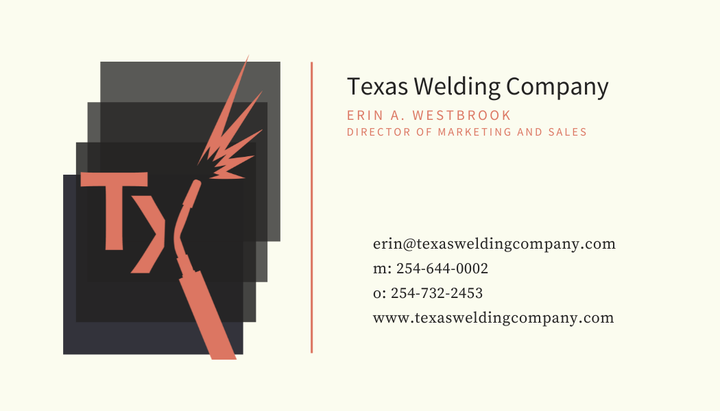 Erin Westbrook - Texas Welding Company Waco, Texas
