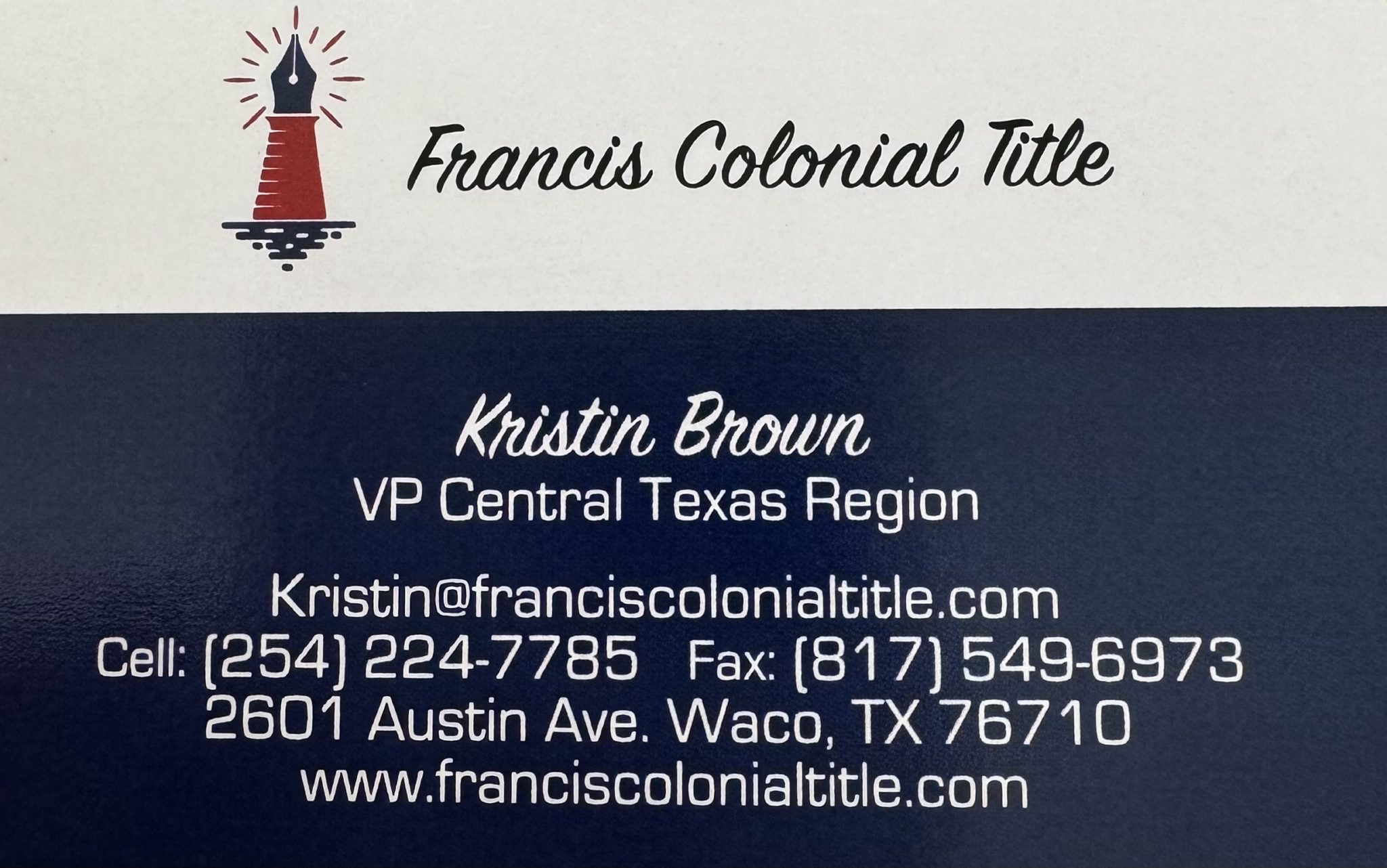 Francis Colonial Title Kristin Brown Waco, Texas