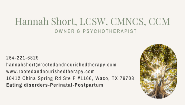 Hannah Short Psychotherapist Waco, Texas